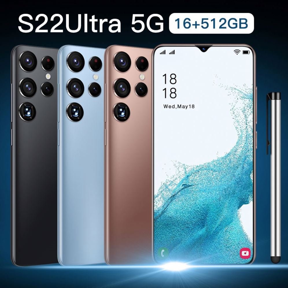 2022 Global Version 7.2" HD S22 Ultra Real New Unlock Phone 2MP+5MP 2+16GB MTK6580P 3G 3000mAh Android Smartphones